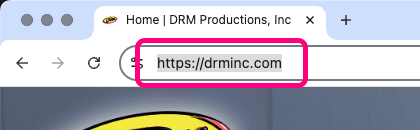 Screen shot of browser with address bar and URL highlighted